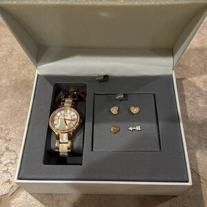 Fossil Watch & Earrings set
